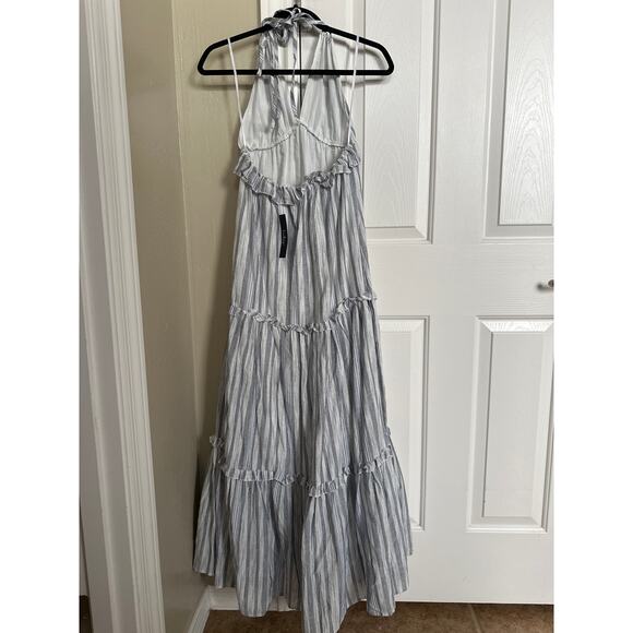 NWT Lulus Vacay Babe Grey Striped Halter Maxi Dress XS - Picture 6 of 10